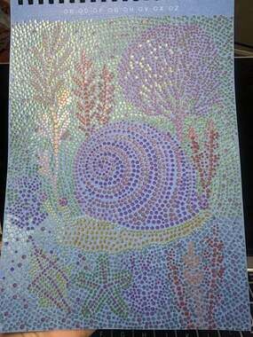 Under the Sea Snail metallic dot paintings. Hand made. Variations can differ as